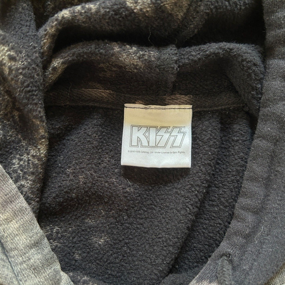 Kiss Hoodie Sweatshirt Size XS Gray and Black Tie Dye - Picture 2 of 7